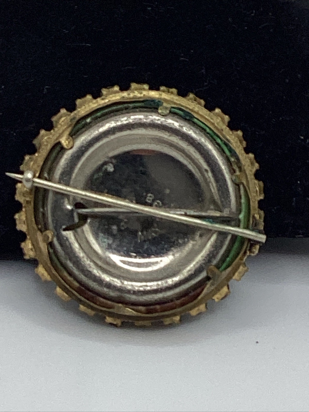 Antique Mourning Brooch Man’s Photo Colored Rhinestones May 21 1898