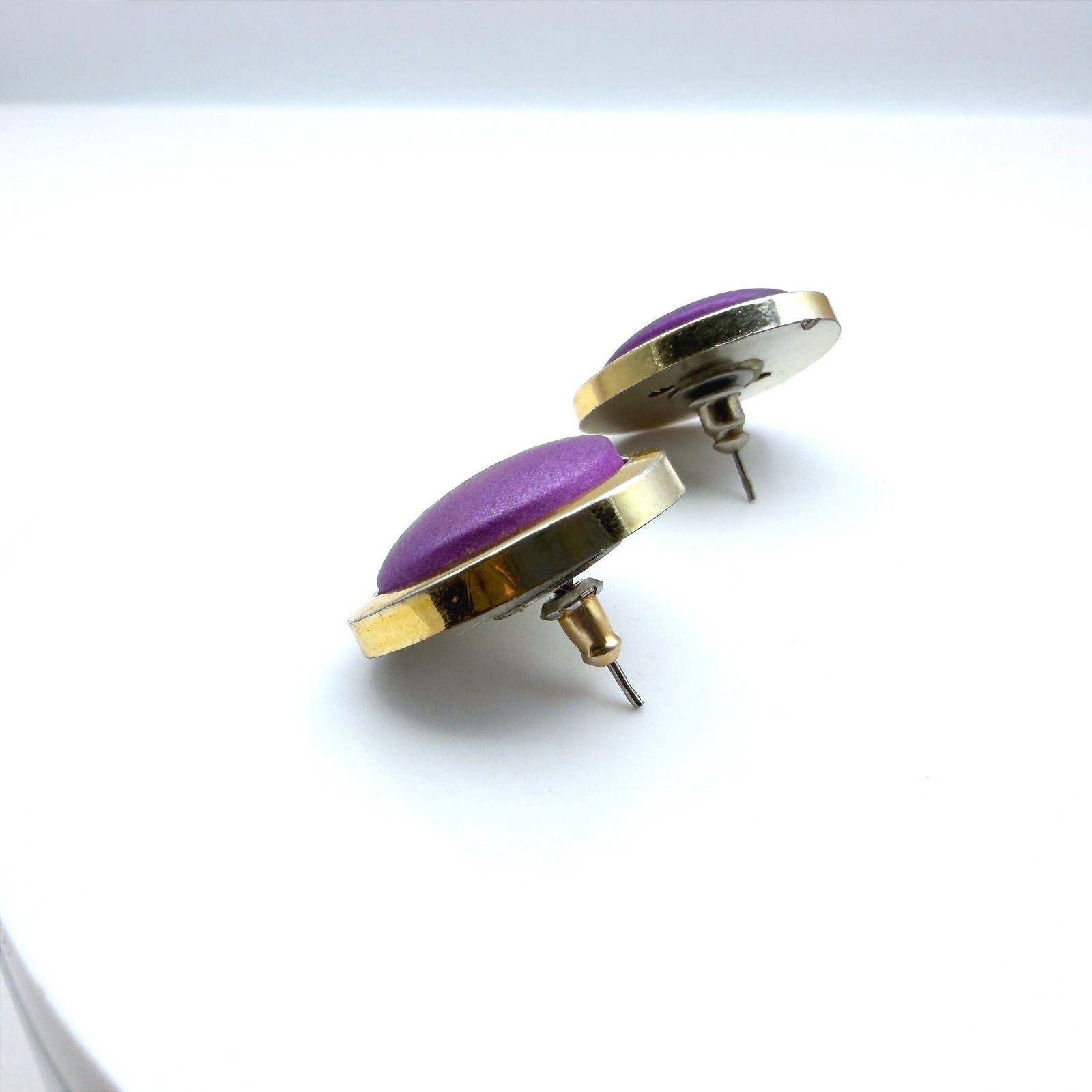 Vintage Purple Velvet Theatre Night Stone Coated Aluminium Retro Enamel Earrings