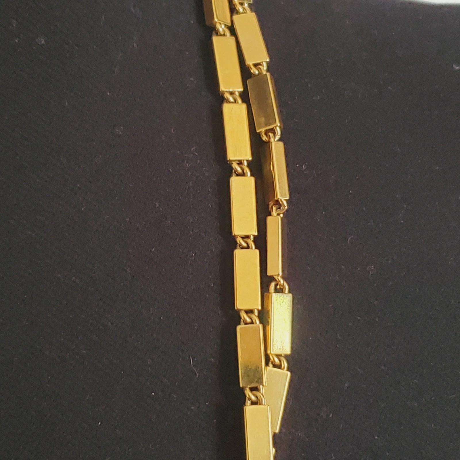 Monet Necklace Gold Tone Rectangular Box Chain Bar Link Extra Long 54″ Opera Vtg