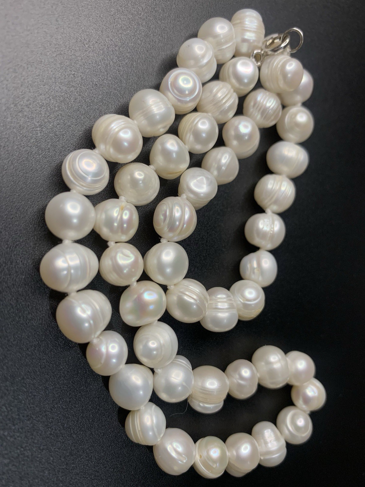 VTG Genuine Natural Freshwater Pearl 925 Sterling Silver Clasp Necklace 45cm
