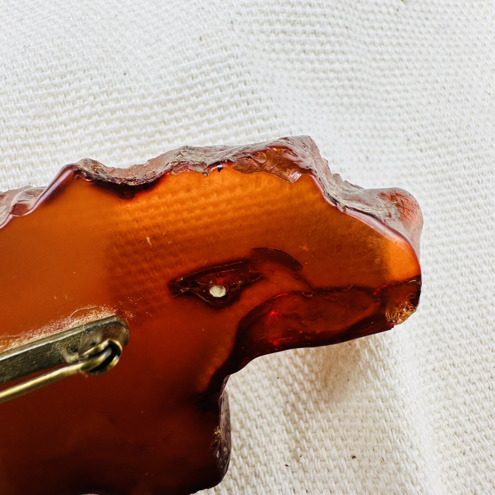 Vintage Genuine Baltic Amber Cognac Brooch USSR 1960s
