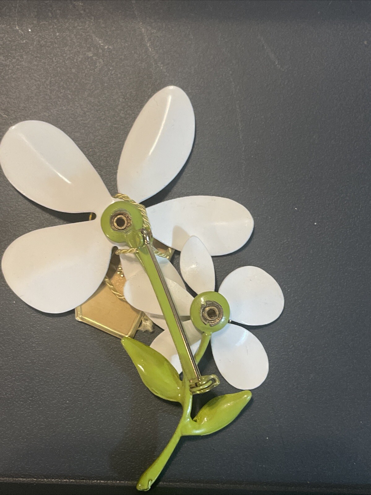 Vintage Tacoa Double Flower Enamel Painted With Original Tag Attached