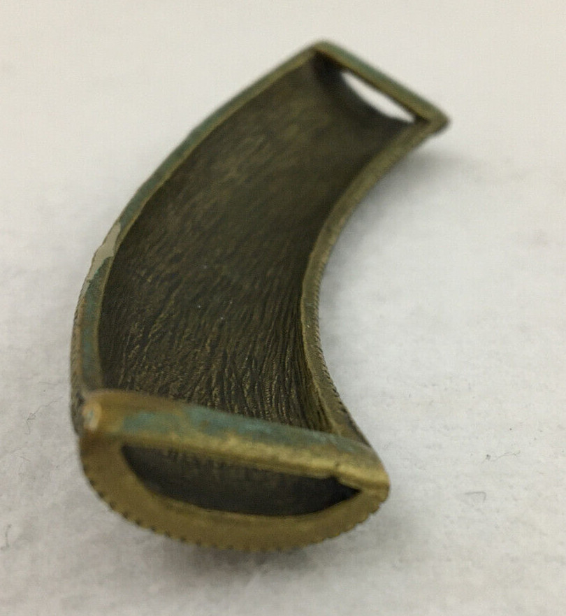 Brass Tube Slide Pendant Brown Tan Enamel Rhinestone Embossed 3 1/8″ X 3/4″