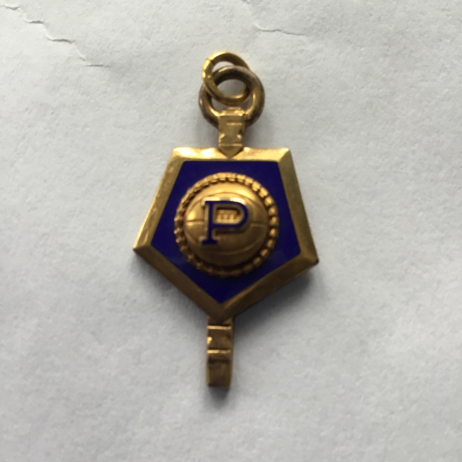 1950’s BASKETBALL Gold Filled MEDAL CHARM LETTER P