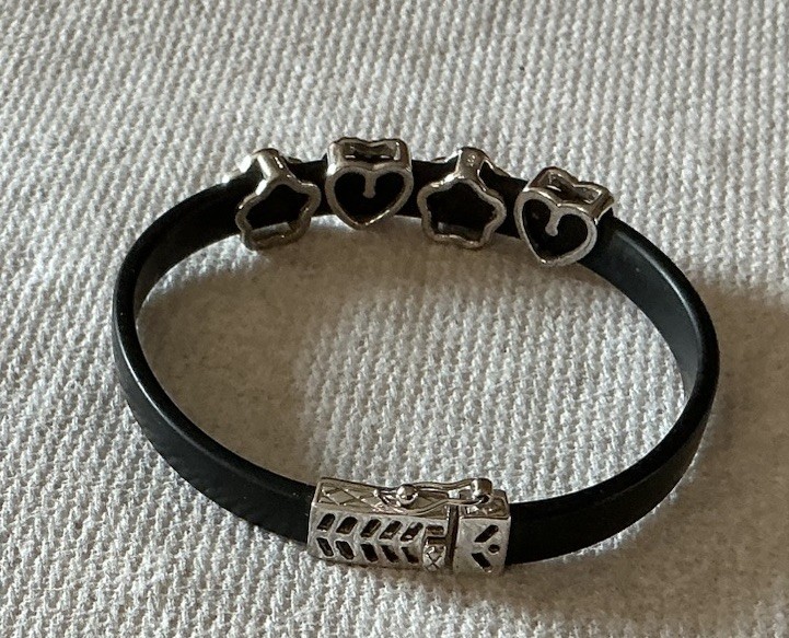 Signed, 925 DBJ, Sterling Slide Charms Heart Star Bracelet