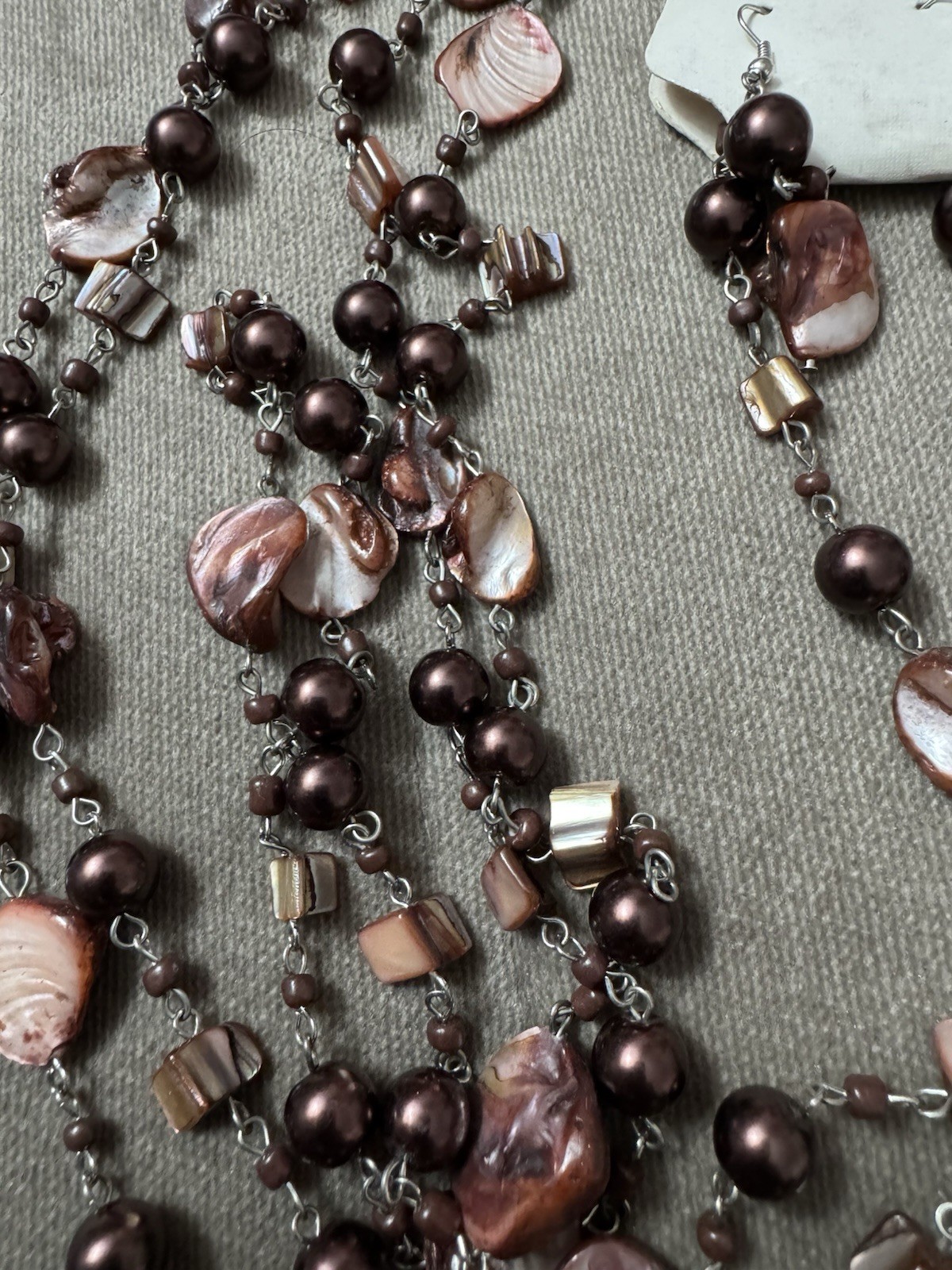Brown Faux Pearl and Shell Jewelry Set