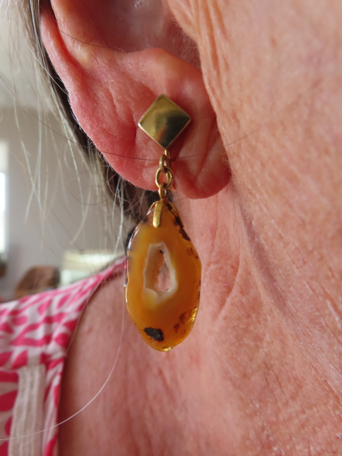 Vintage 1960’s GEODE Crystal Dangle Screw Back Earrings