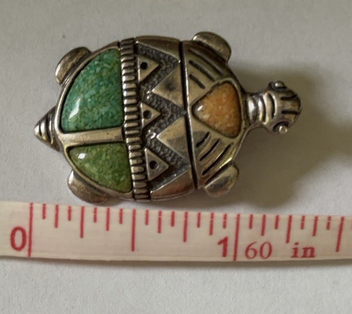 Carolyn Pollack Relios Sterling Silver 925 Southwest Turtle Pendant Brooch Pin