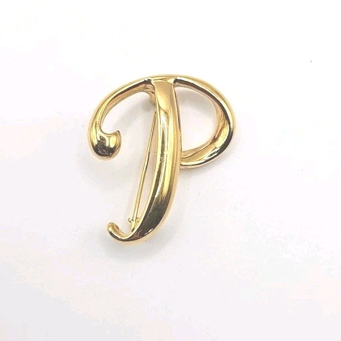 Vintage Anne Klien Letter “P” Brooch, Lapel Or Scarf Pin