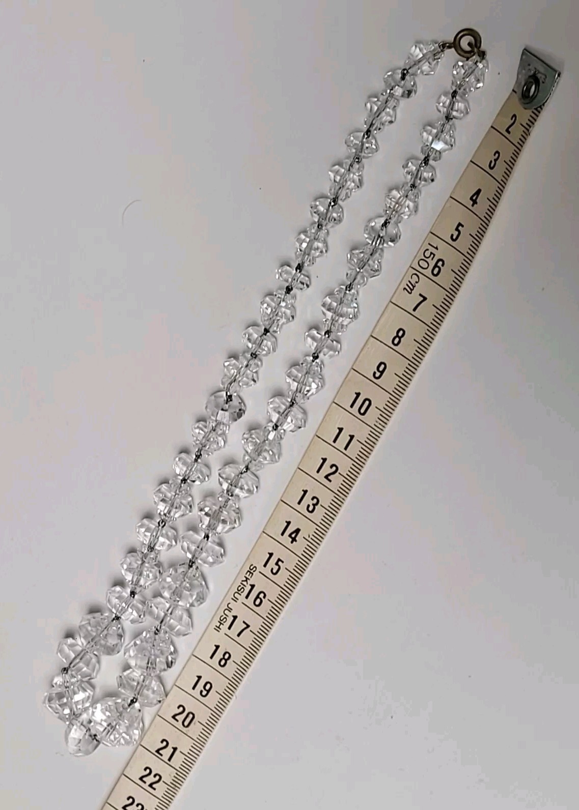 Vintage Rare Cut 1930’s Art Deco 45cm Faceted Rock ? Crystal Bead Necklace