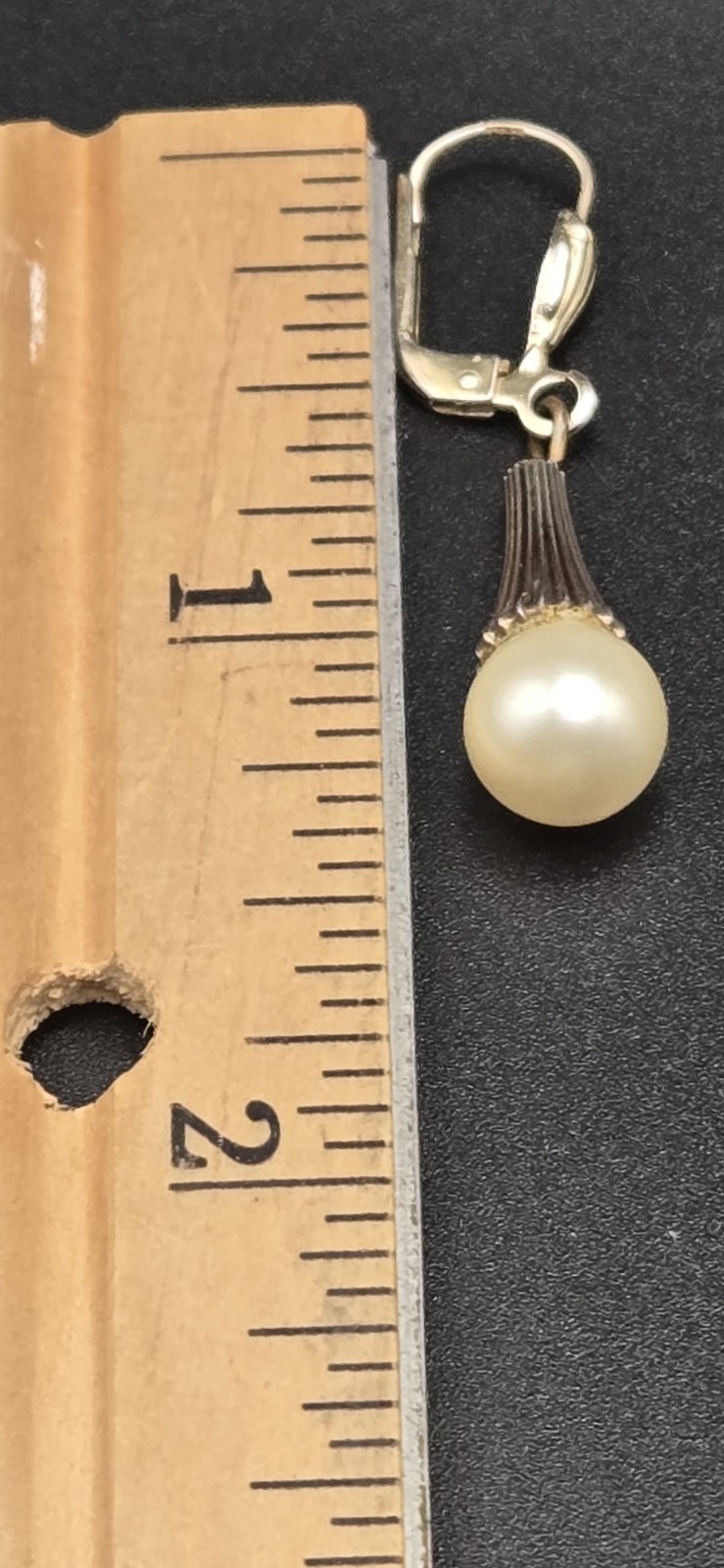 Vintage West Germany Pearl Drop Earrings Gold Tone Leverback Dangle GES GESCH