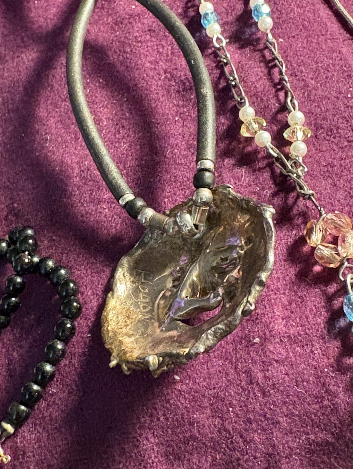 Lot Of (5) Mixed Medals 925/14k, Garnet MOP Artist Necklaces 14-30”L
