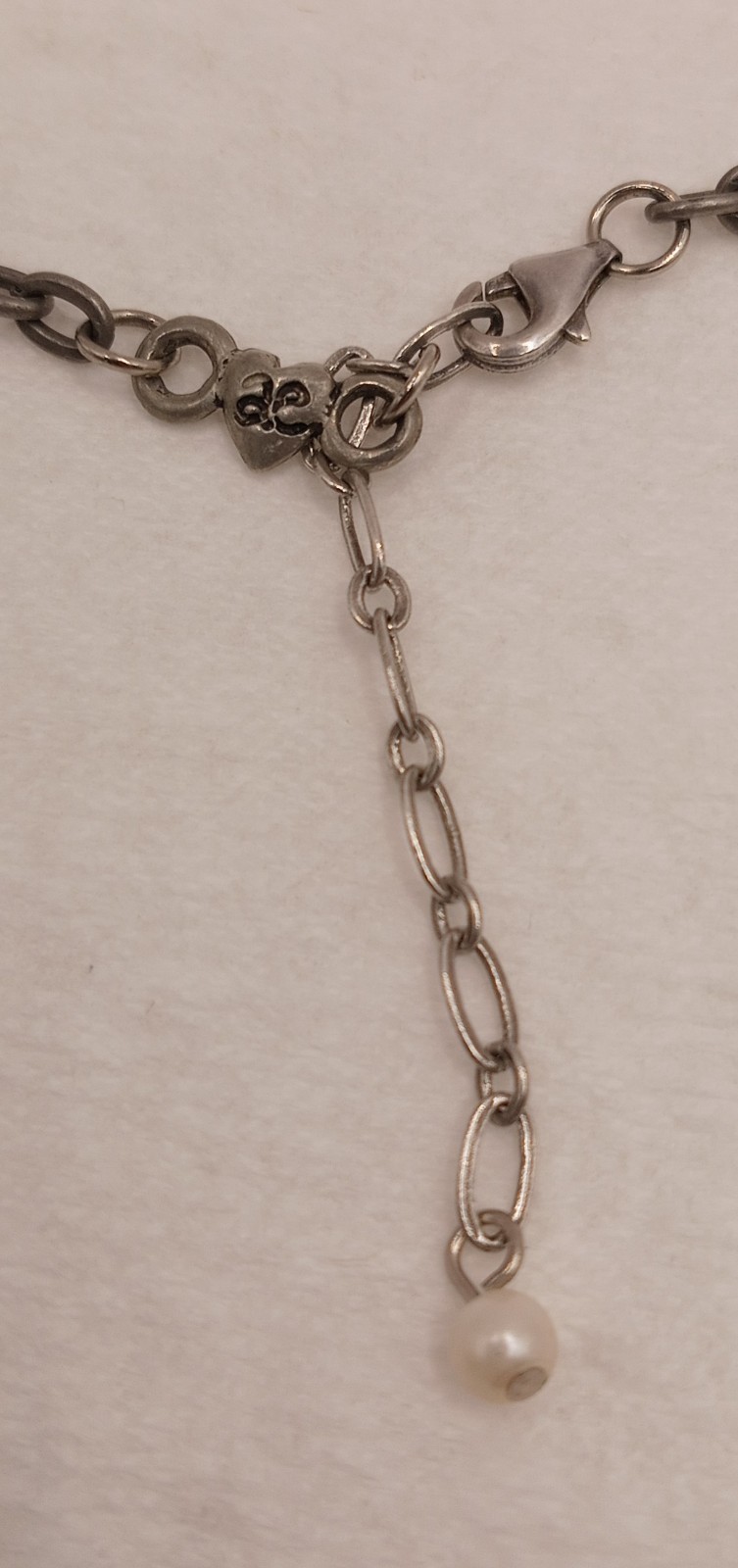 AE Necklace 925 Clasp Only Faux Pearl 3 Non Sterling Chains Swag Drape 32″