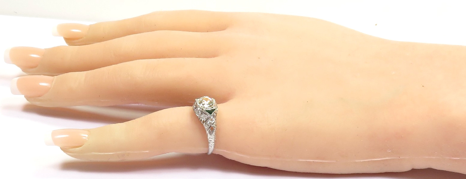 Antique Art Deco 1920’s Diamond Engagement Ring Plat Pall Ring Size 5.5 UK-K1/2