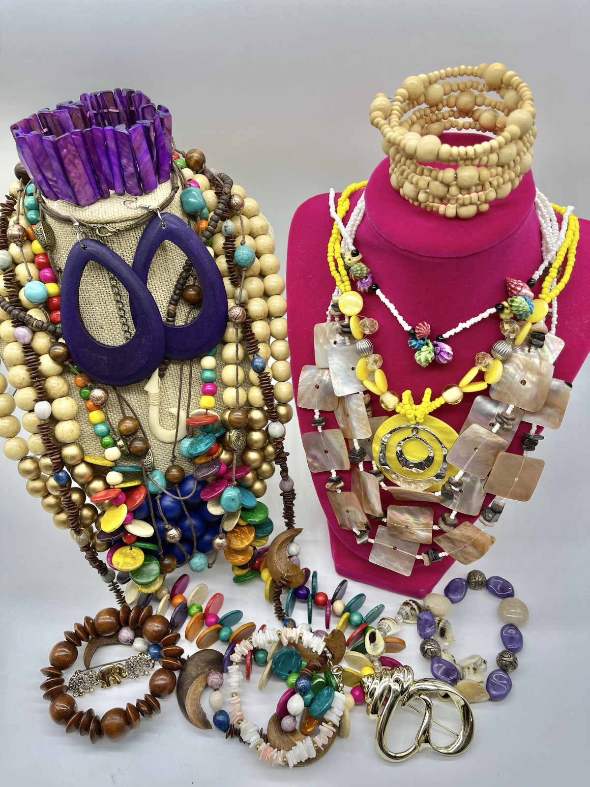 Jewelry Vtg To Mod Safari Boho Wood Beach Shells Mop ++ Pcs Lb Lot JL210