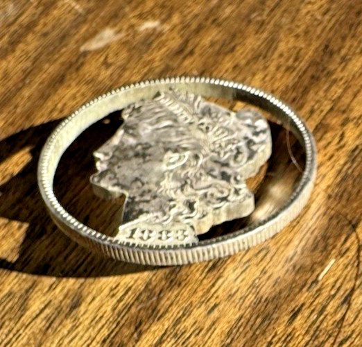 1883 Morgan Dollar Jewelry Cut out Brooch