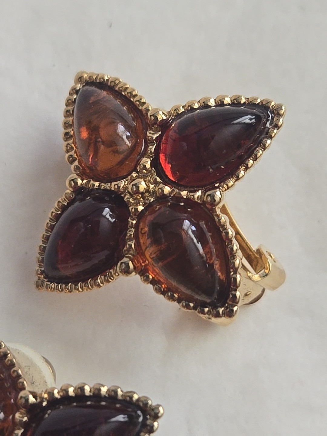 Vtg Avon Mogul Topaz Lucite Cabochon Star Dangle Pin Pendant Clip Earrings