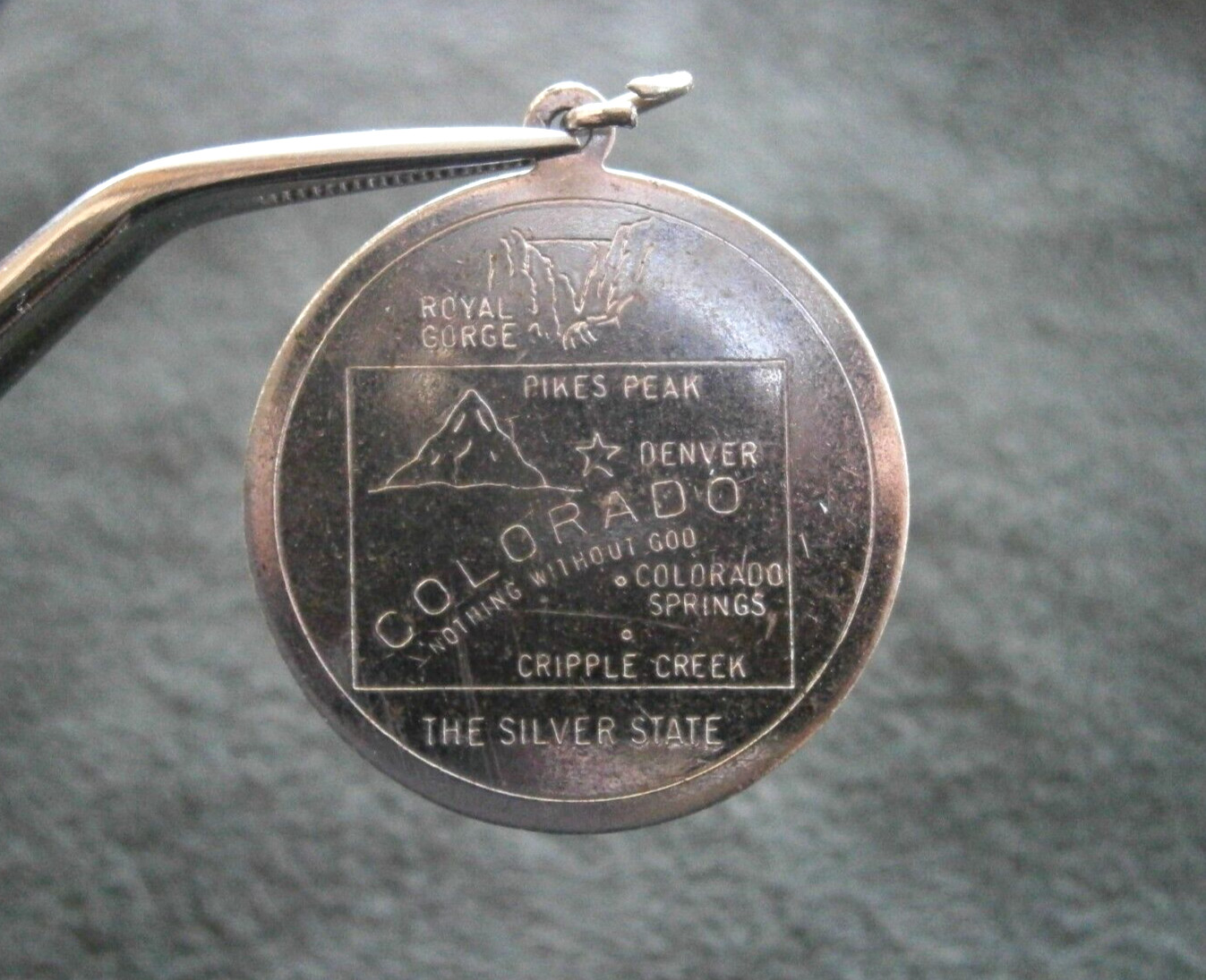AC CO Large Engraved Colorado Vintage Sterling Silver Travel Bracelet Charm 3.3g