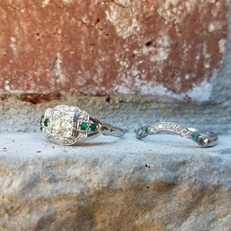 2Ct Art Deco Vintage Style Lab Created Diamond Engagement 14K White Gold FN Ring