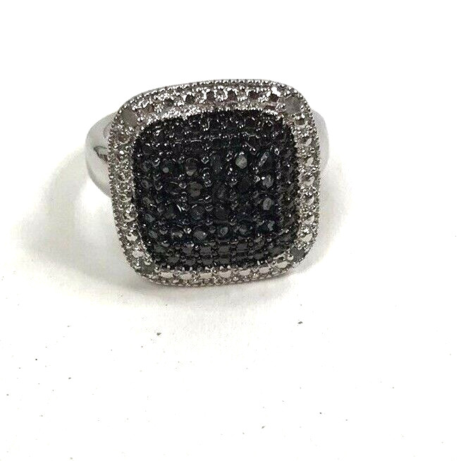 Vintage Sterling Silver Ring 925 DBJ Marcasite Diamond Pave Square Decco Sz 6