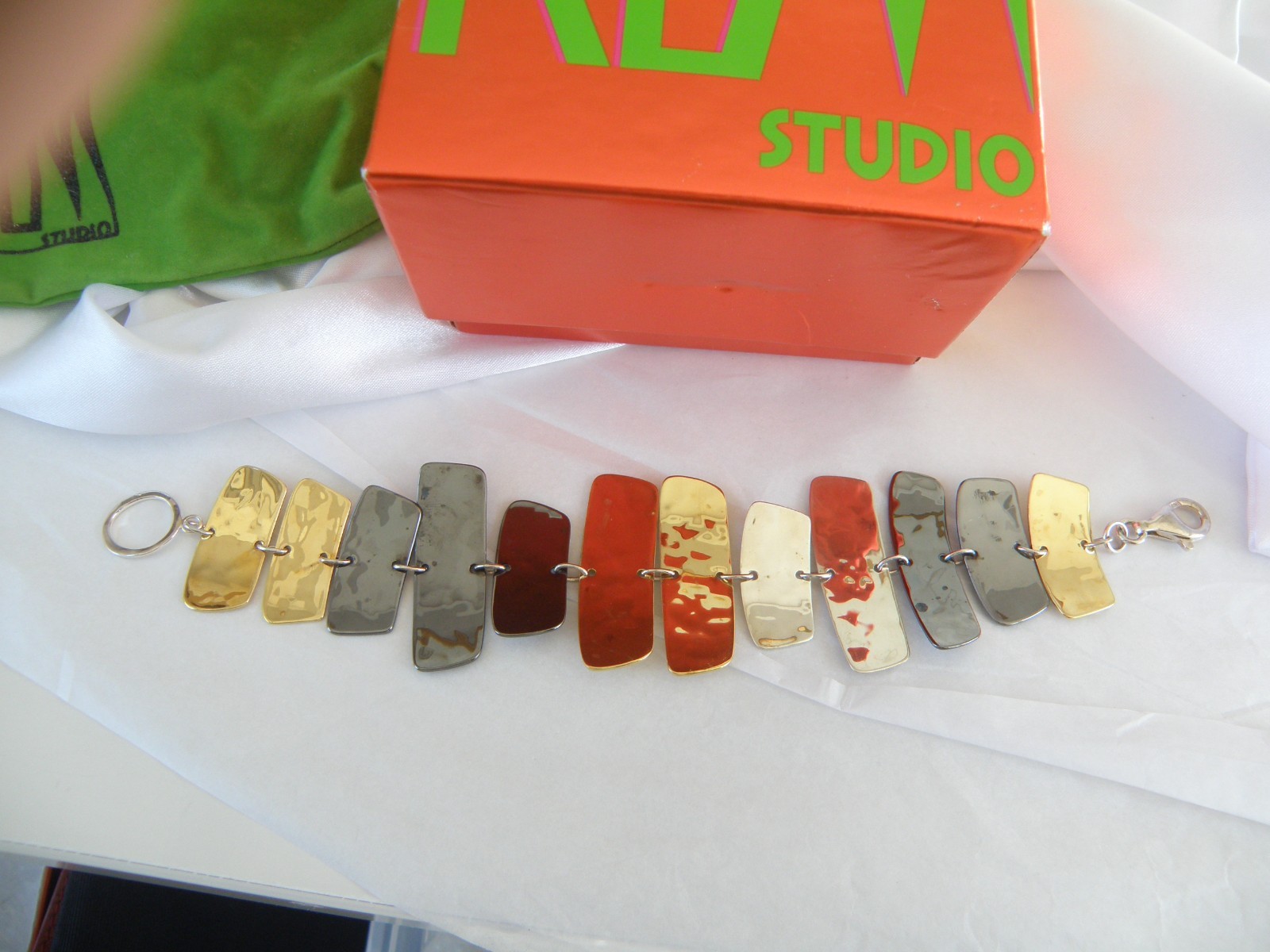 RLM Studio 925 Sterling Silver 925 Mixed Metal Modernist Statement Bracelet 8″