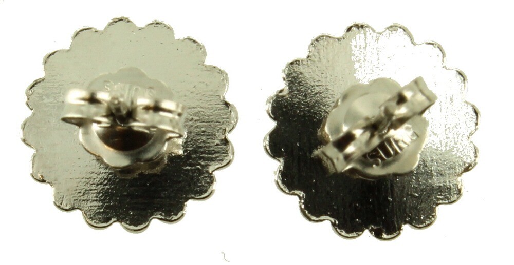 Vintage 1950’s Abalone Pikes Peak Colorado Silver Plated Post Earrings Orig Box