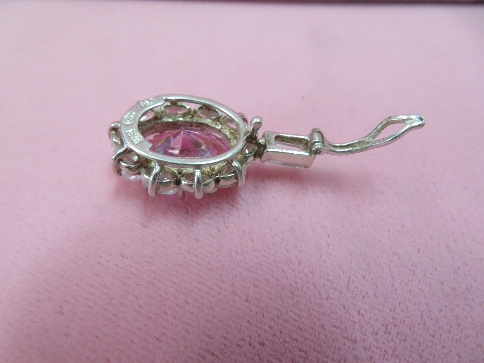 Vtg PAJ 925 Sterling Silver Pink White CZ Pendant 8.1 Grams with Openable Bail