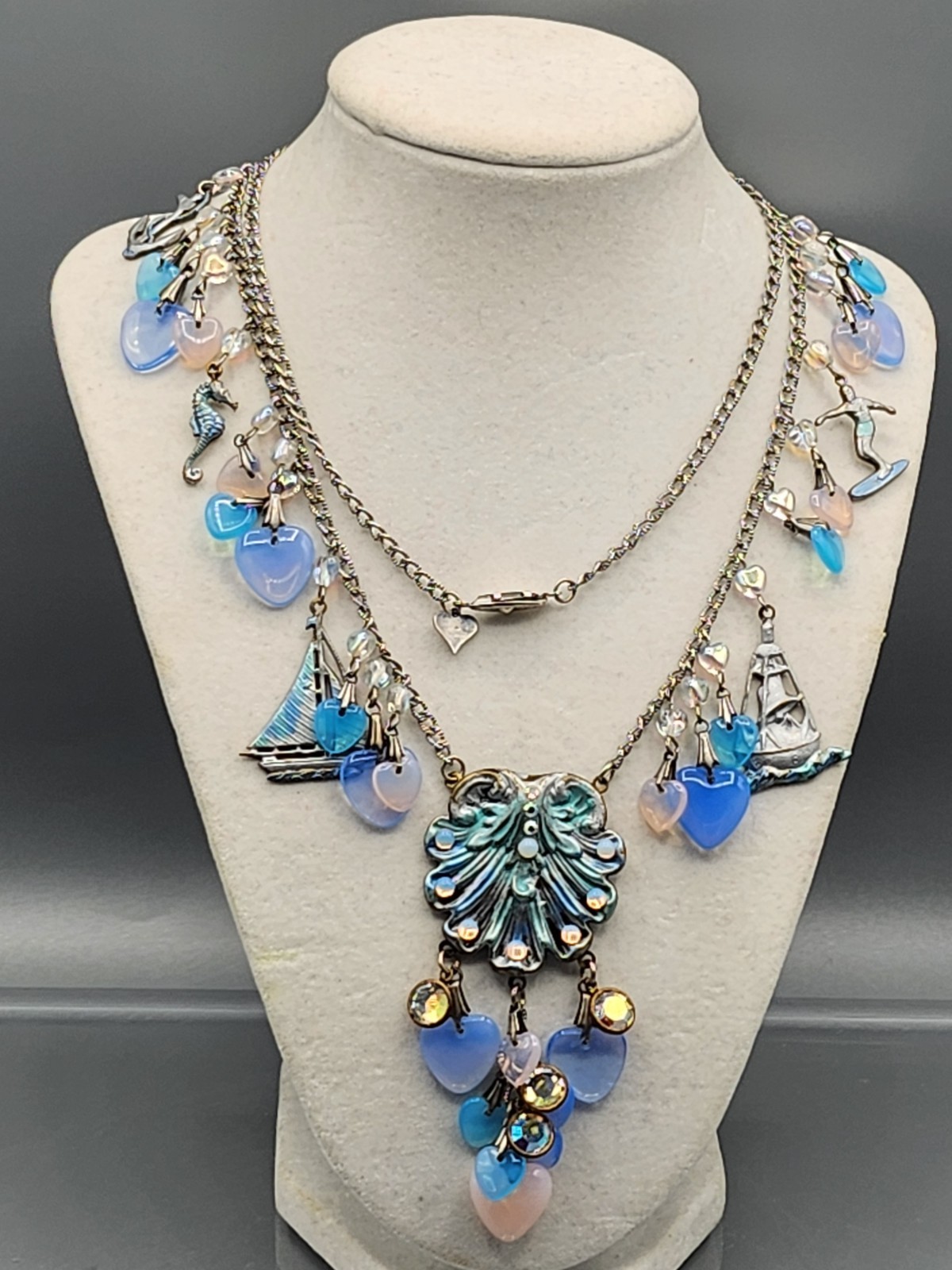 Vintage Rare Nautical Theme “Glass Works Studio” Necklace 32″L