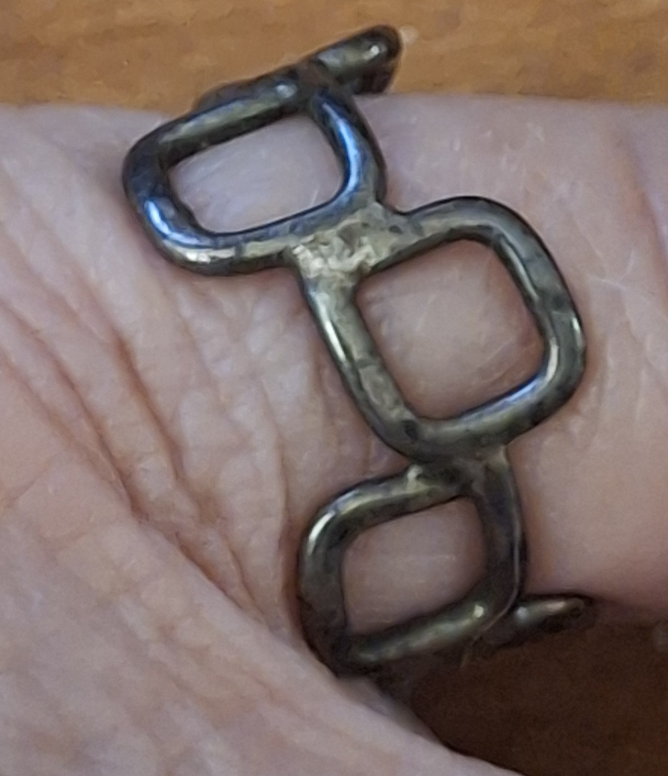Vintage Modernist Geometric Ring Handmade Brutalist Square Link Size 5.5