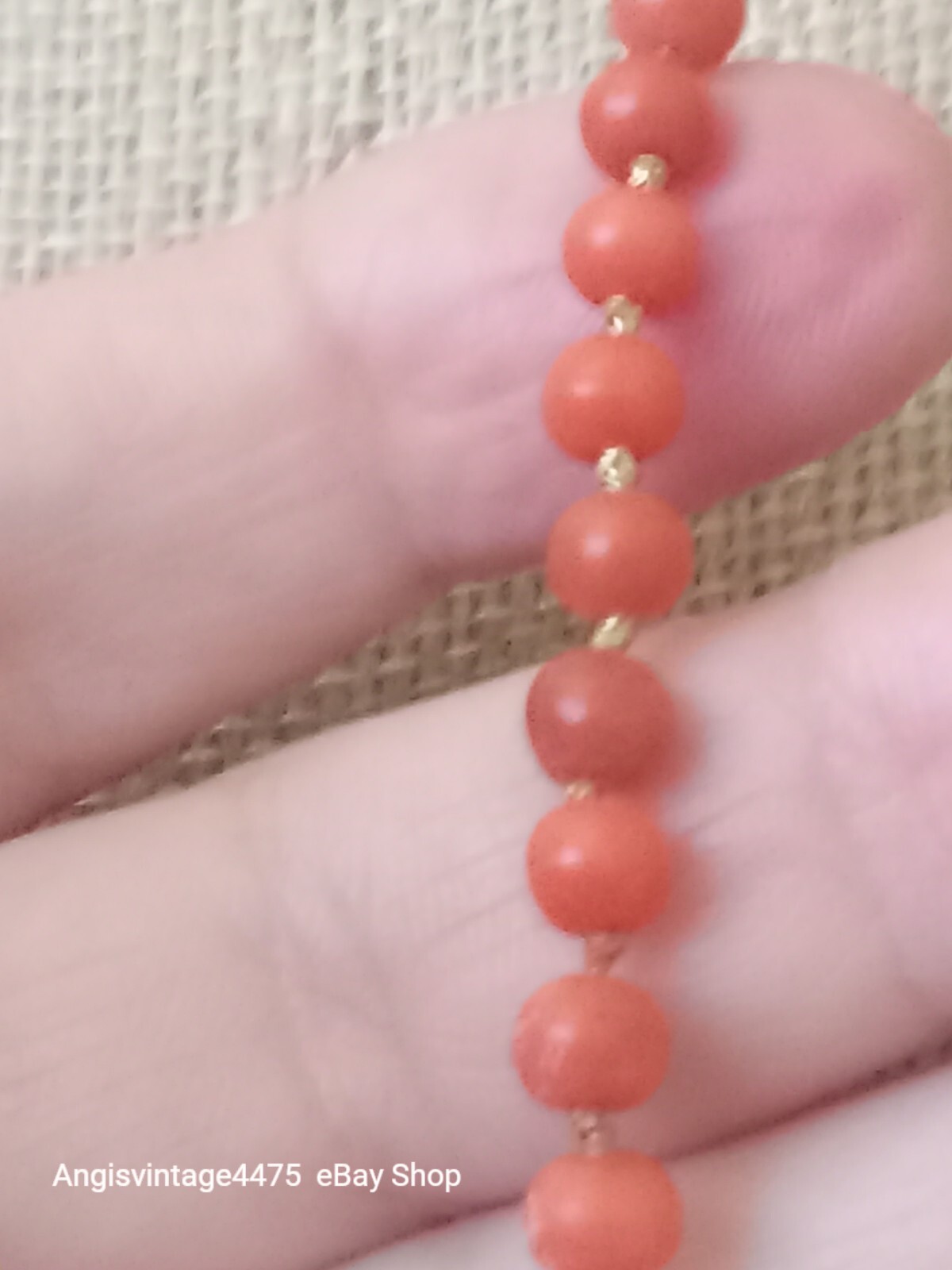 Vtg Mediteranium Coral Unpolished Graduating Beads 10k Clasp Gold Threated 17in
