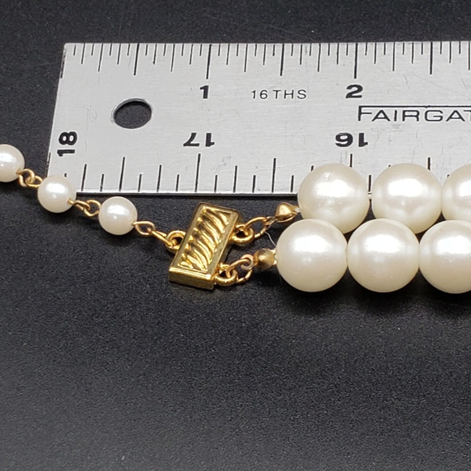Vintage Faux Pearl Double Strand Necklace 17–18″ Gold Tone Lobster Clasp
