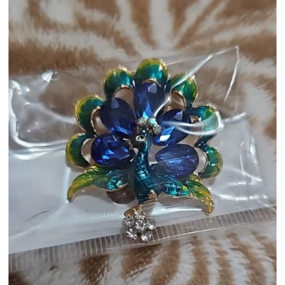 Vintage Style Peacock Bird Rhinestone Crystal Cyan Bird Brooch Pin Pendant Gift