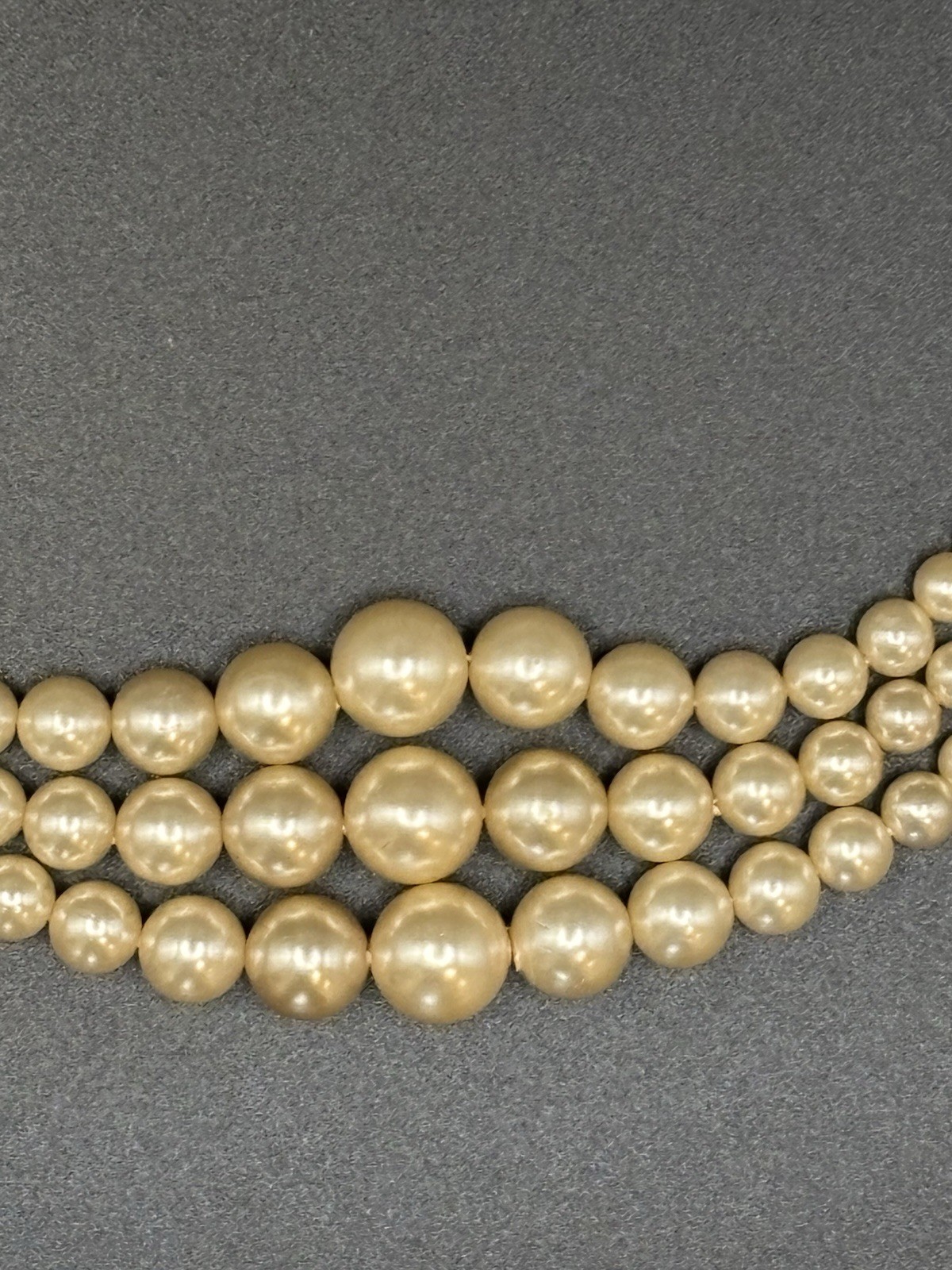 Vintage 3 Stranded Faux Pearl Necklace, Very Delicate, Light And Lovely!