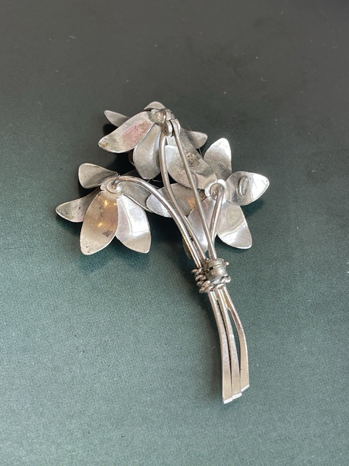 Sterling Flower Brooch Mid century