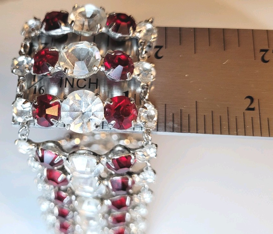 Elegant 7.5″ Estate Garnet & White Sapphire Color Bracelet 1/20 12k Gold 36.85gr