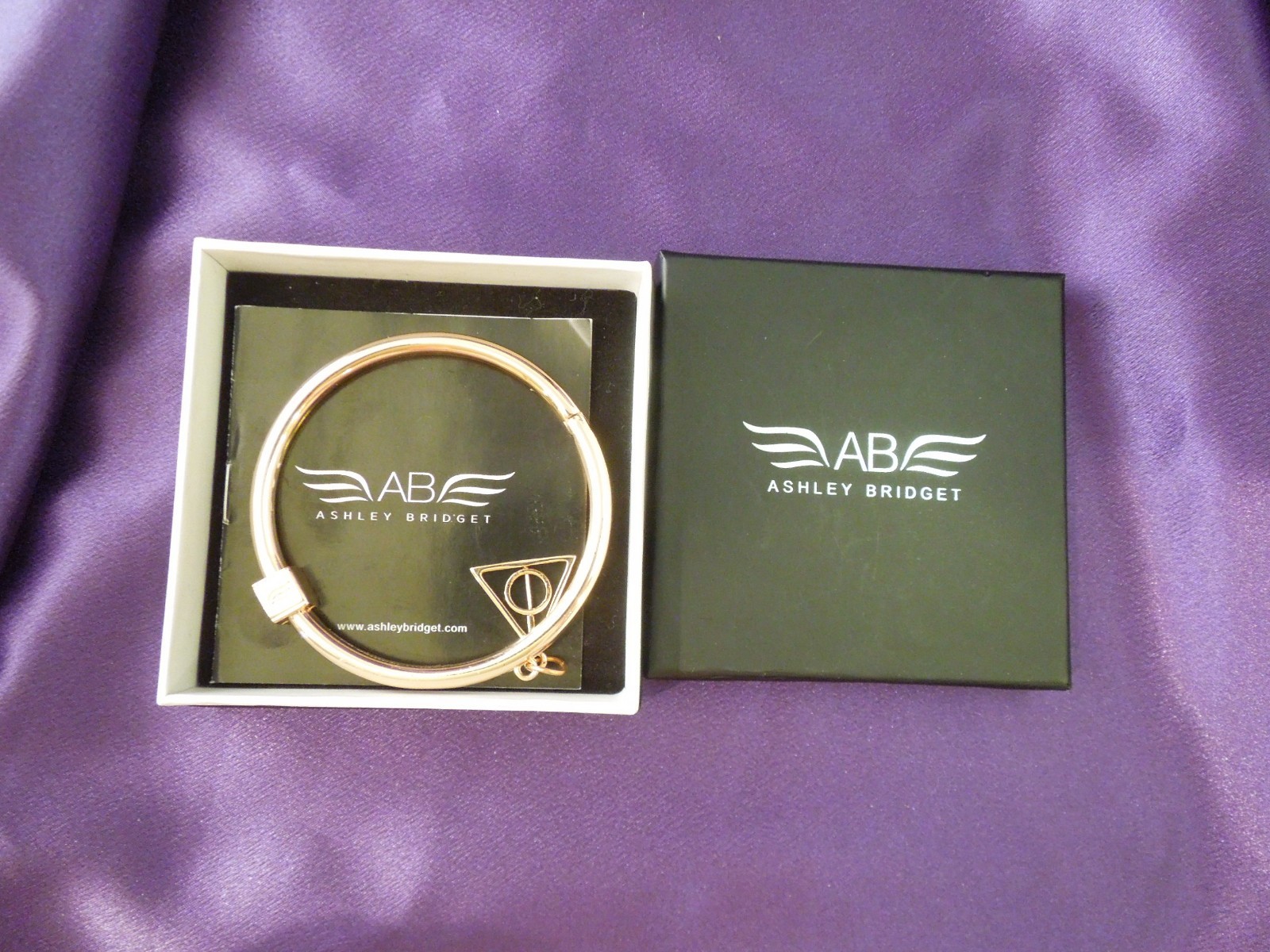 Ashley Bridget Artist Designed Gold Tone Bangle Bracelet W/ Charm