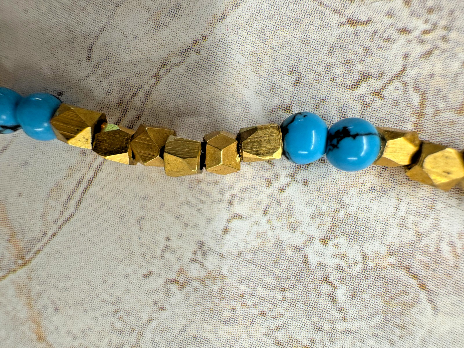 Vintage Givenchy Gold-Tone & Turquoise Beaded Choker Necklace 14”