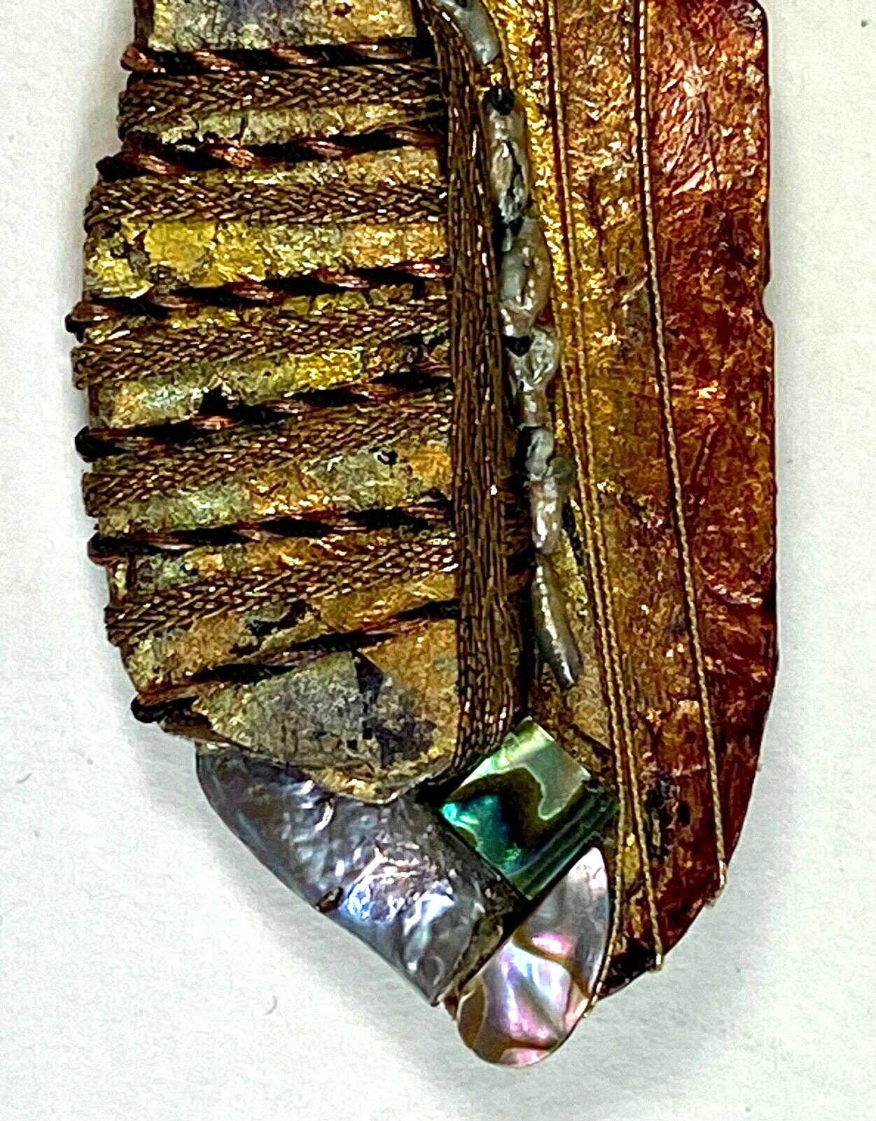 Vintage 1980’s-1990’s UNIQUE handmade found object subtle rainbow pin brooch