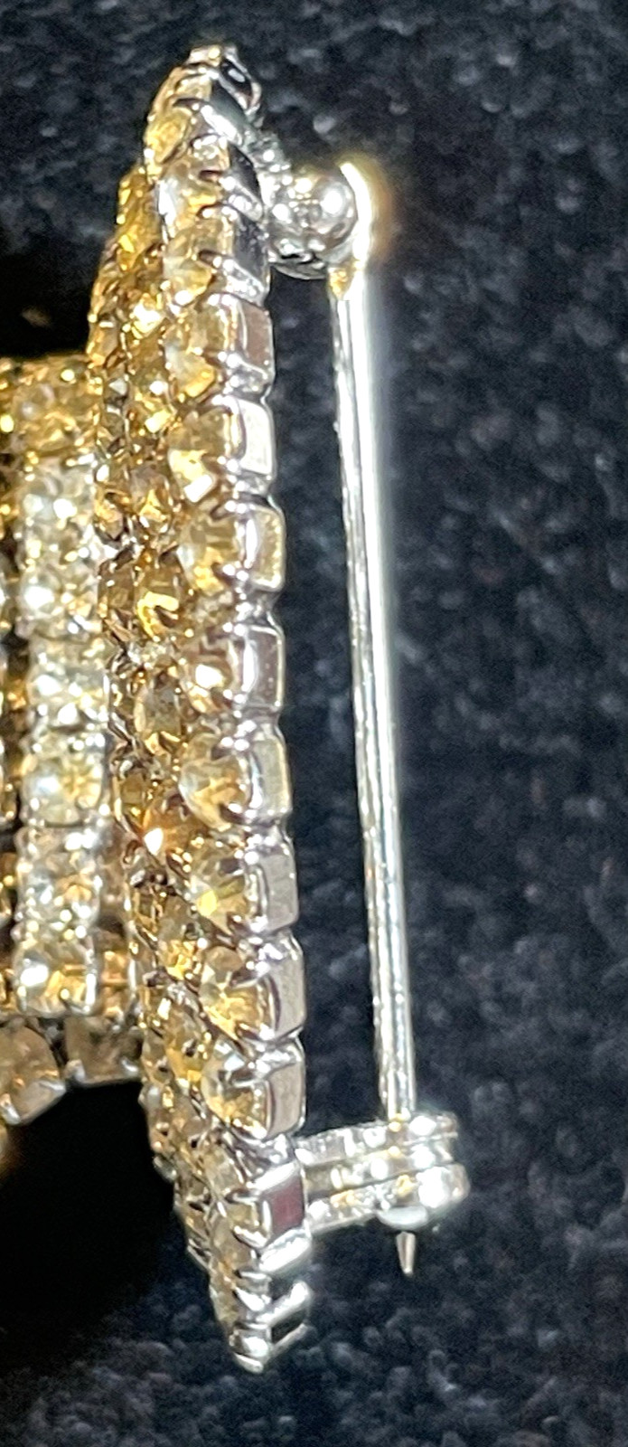VTG KRAMER OF NEW YORK RHINESTONE WATERFALL TASSEL STATEMENT BROOCH PIN 3-7/8″ L