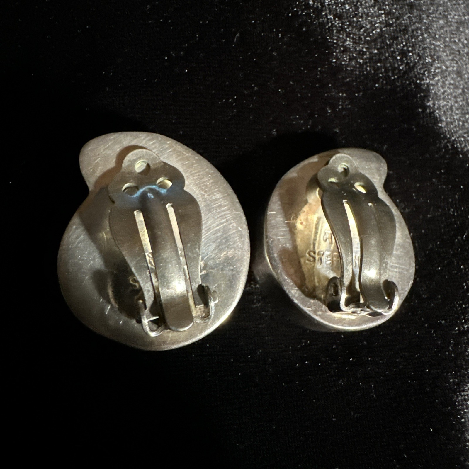 Vintage AKR Amy Kahn Russell Clip Earrings 1.5 Inch Ammonite 925 Sterling 27.2g