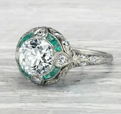 2.8Ct Art Deco Style Round Cut Lab Created Diamond 925 Silver Engagement Ring