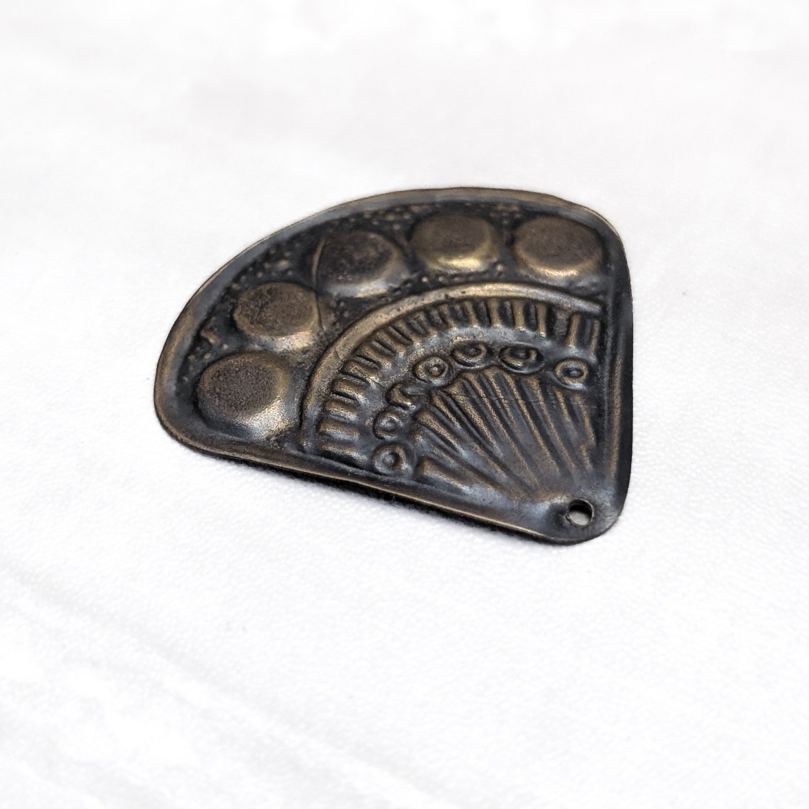 Vintage Pendant – Geometric Fan Shape with Design – No Chain Included