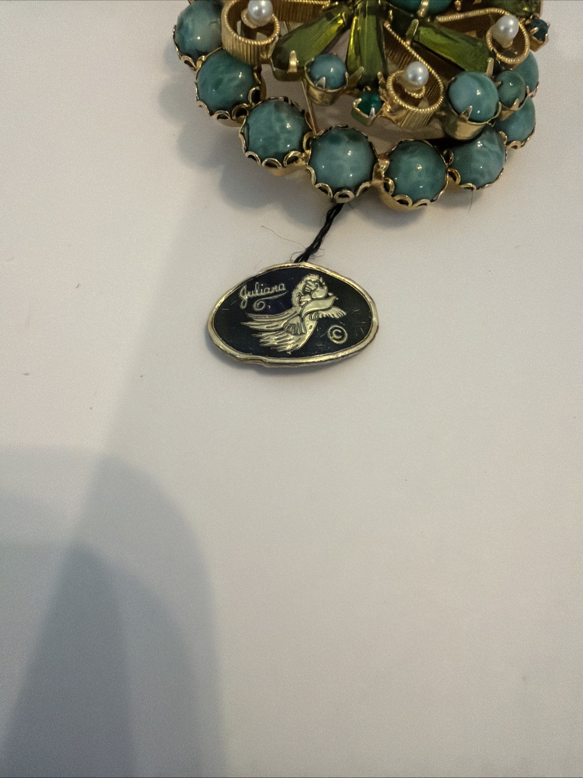 Vintage Juliana DeLizza & Elster Blue Aurora Borealis and Topaz Rhinestone W/Tag