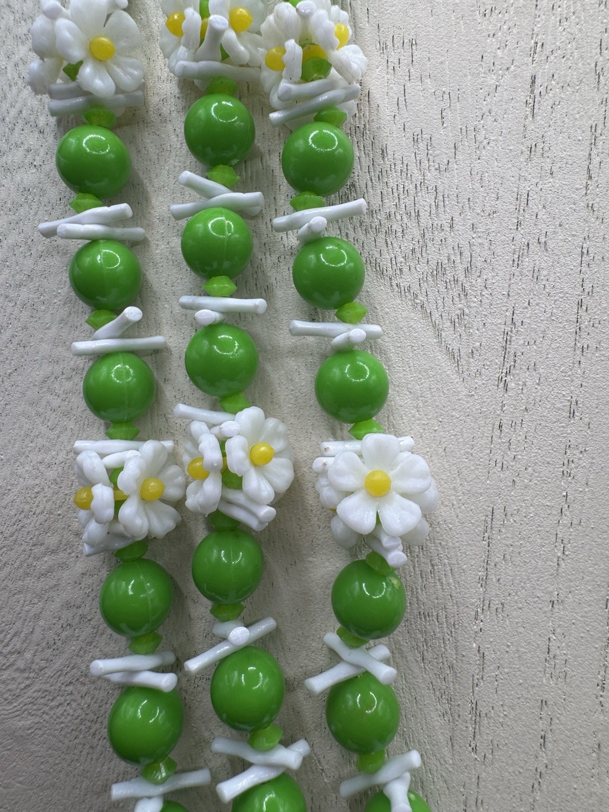 Vintage 1960s Authentic Hawaiian Celluloid Flower Lei Necklace Set – 3 Strands