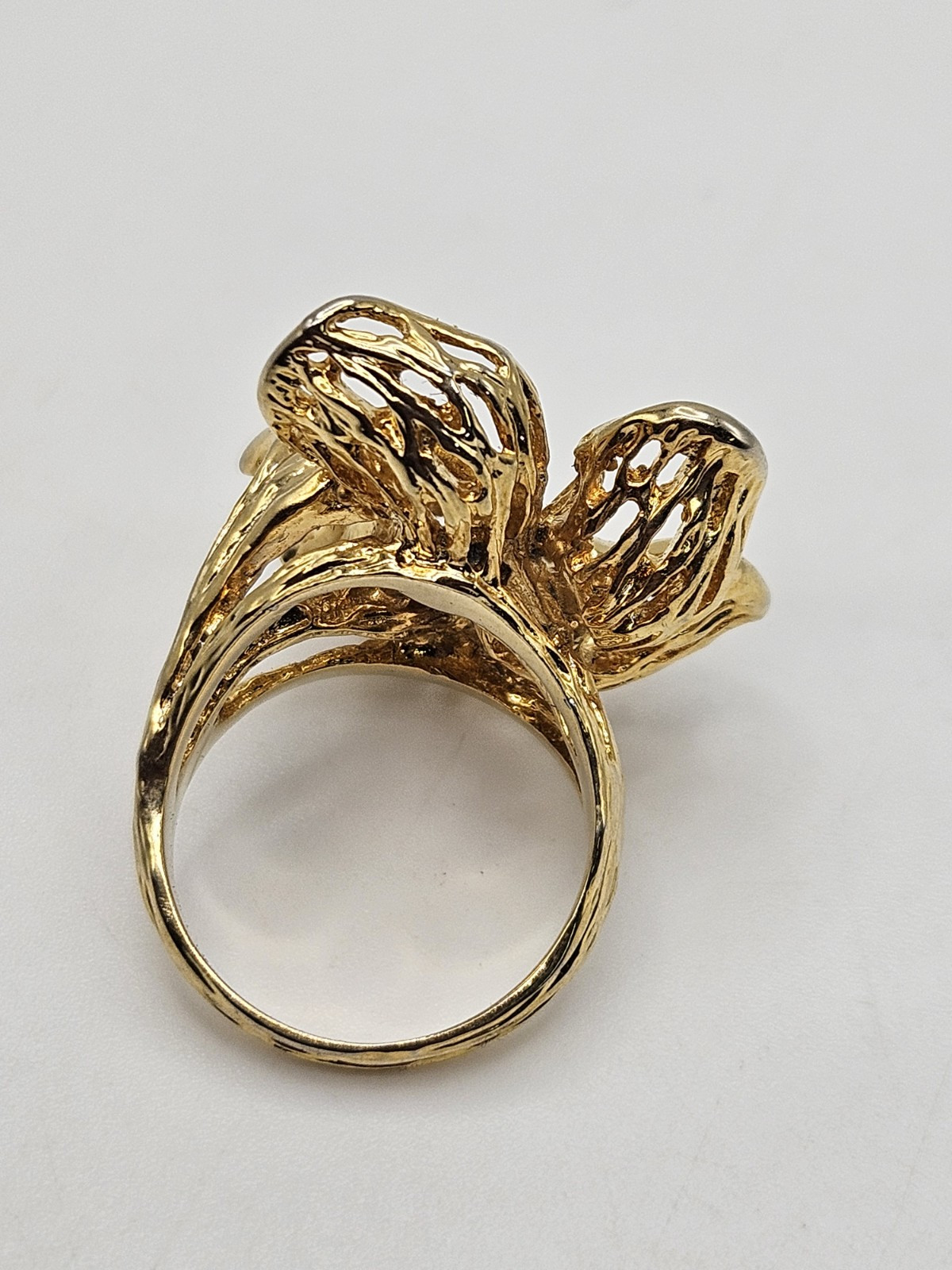 Vintage Modernist Brutalist Gold Tone Finish Over Brass Chunky Ring Size 6