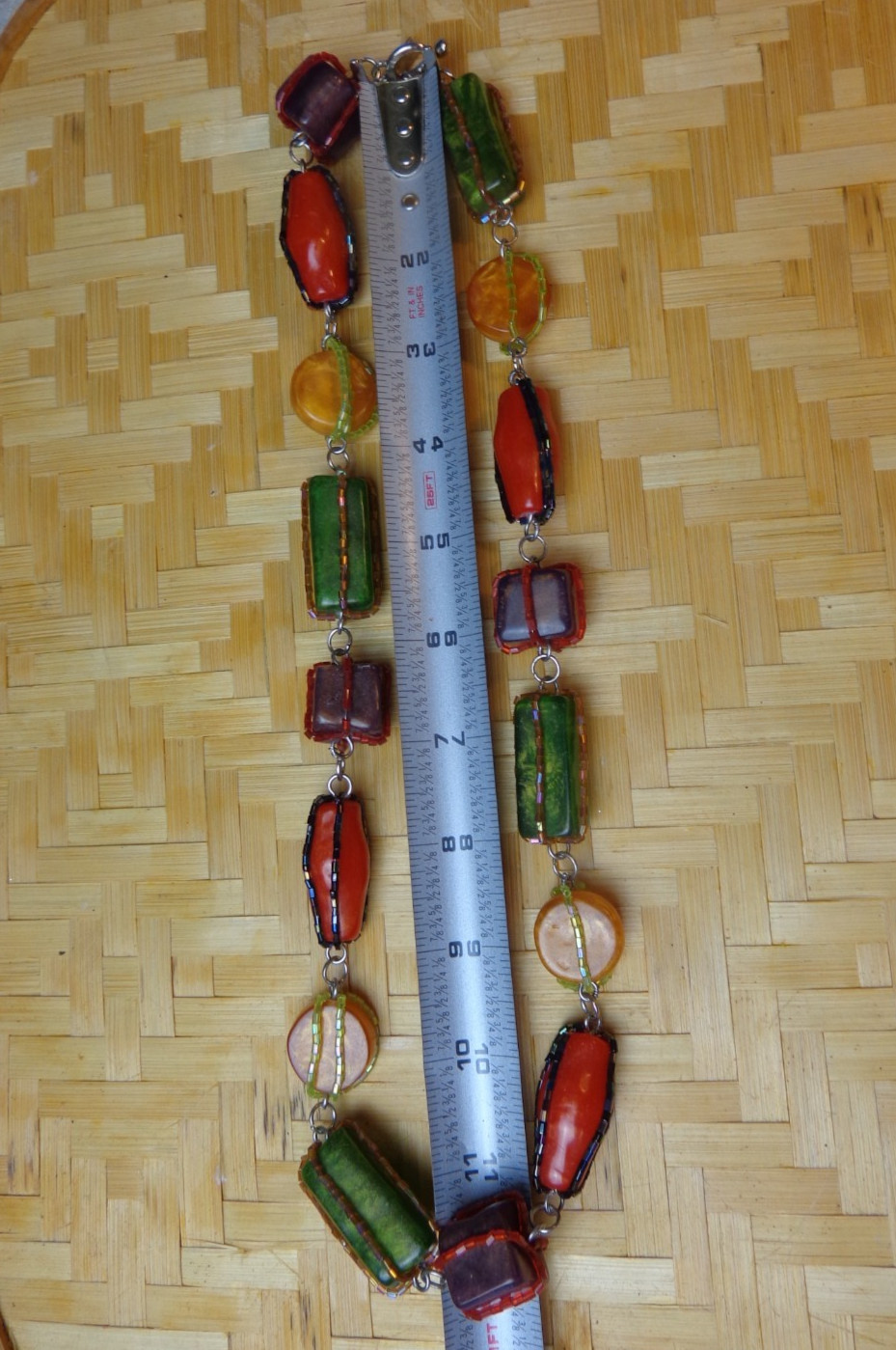 ZAHARA Necklace Chunky Signed Vintage Resin Beaded Statement Boho Whimsy