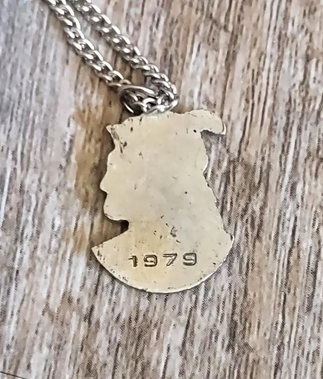 Vintage 1979 SLEEPY EYE Pewter Necklace, Pendant on Chain or Charm