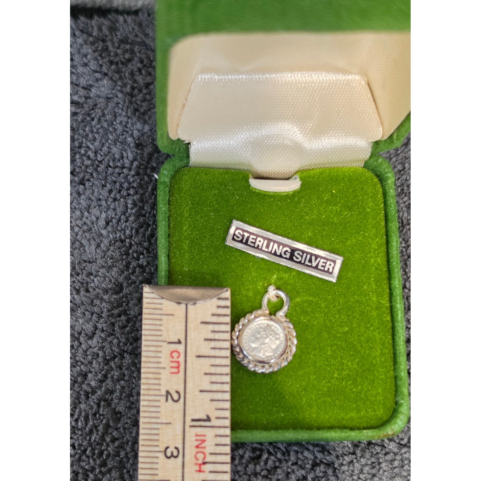 Sterling Silver 1878 Morgan Dollar Coin Charm Pendant with Rope Bezel & Box