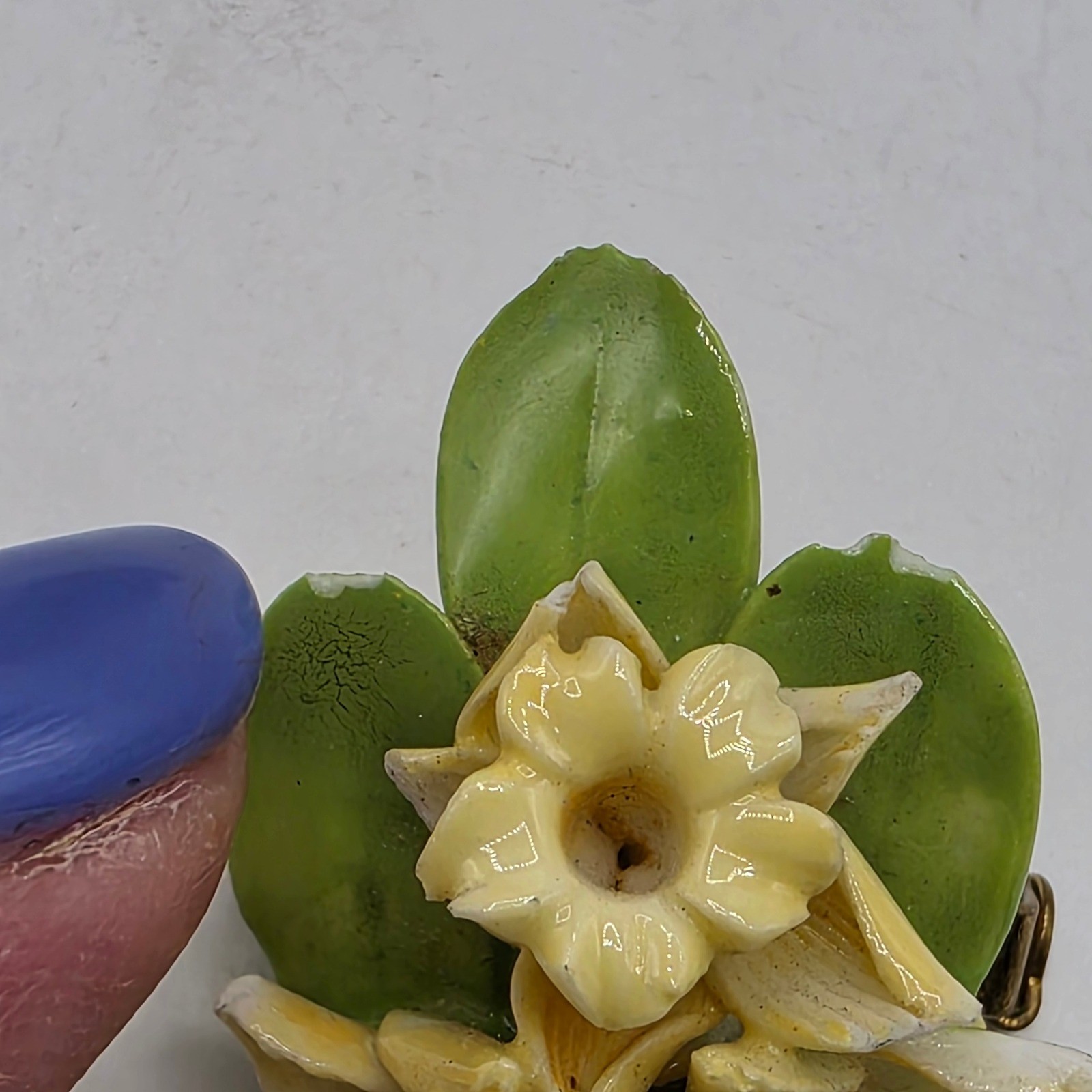 Vintage Thorley Bone China Daffodil Floral Brooch Pin Made in England Yellow