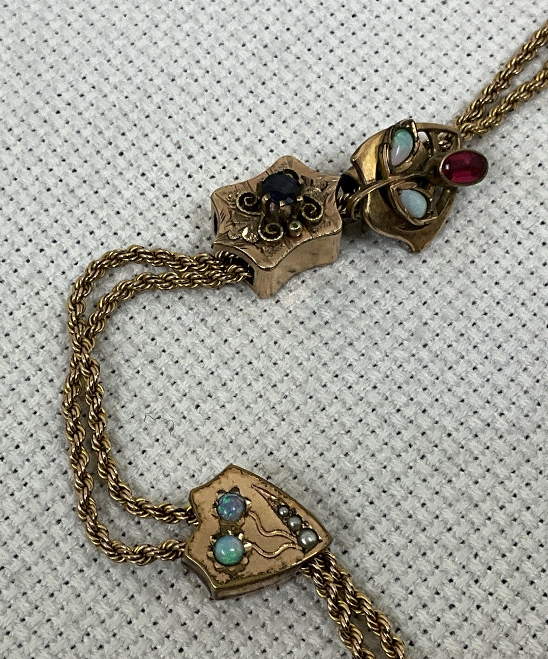 Fabulous Antique 8 Slides Victorian Gold Filled Watch Chain Necklace